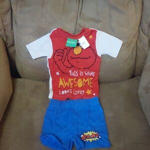 Sesame Street Elmo Kids Pjs - Red and Blue
